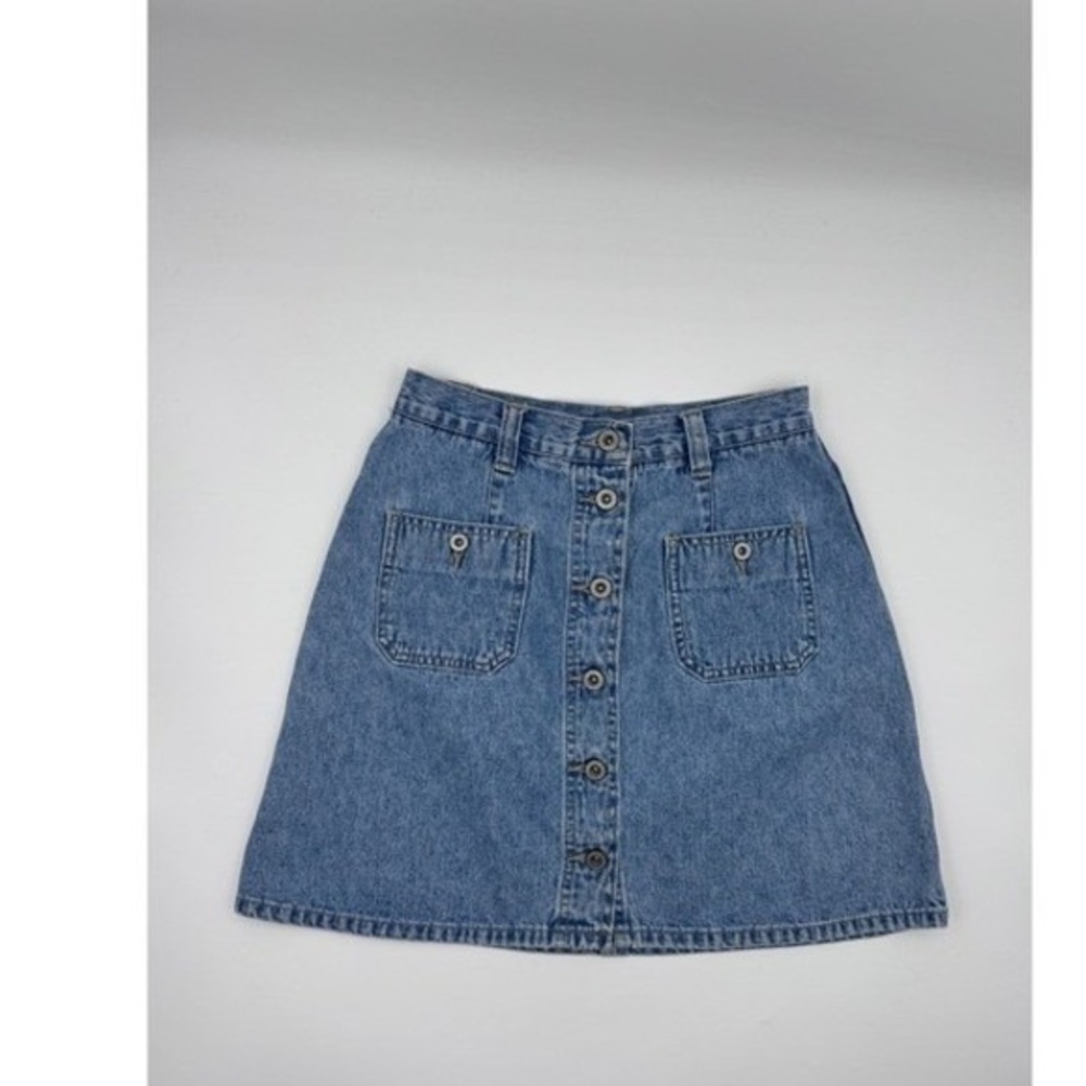 90s Vintage American Eagle Vintage Denim Button Down Front Mini Skirt Preppy
